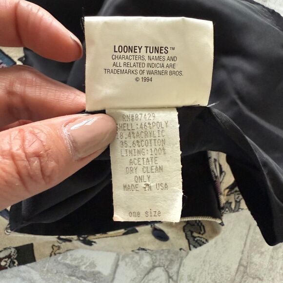 VTG 1994 Looney Tunes Tweety Daffy Duck Tapestry Vest Retro Cartoon Sz O/S - Picture 4 of 6